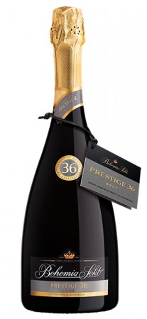Fľaša vína Bohemia Sekt Prestige 36 brut 2015, šumivé víno stanovenej oblasti (sekt. s.o.) (brut)