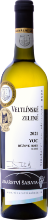 Fľaša vína Veltlínské zelené 2021, voc (suché)