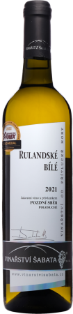 Fľaša vína Rulandské bílé 2021, pozdný sber (polosuché)