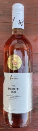 Fľaša vína Merlot  rosé 2021, zemské víno (polosuché)