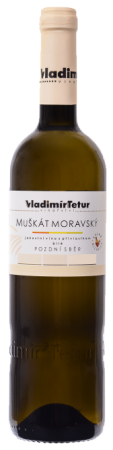 Fľaša vína Muškát moravský 2021, pozdný sber (polosladké)