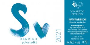 Fľaša vína Svatovavřinecké barrique 2021, zemské víno (polosladké)