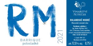 Fľaša vína Rulandské modré barrique 2021, zemské víno (polosladké)