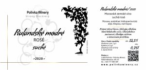 Fľaša vína Rulandské modré ROSÉ 2020, zemské víno (suché)