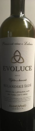 Fľaša vína Rulandské šedé Evoluce 2017, výber z hrozna (suché)