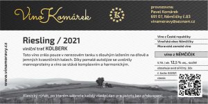 Fľaša vína Ryzlink rýnský 2021, zemské víno (suché)