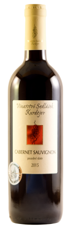 Fľaša vína Cabernet Sauvignon 2015, pozdný sber (suché)