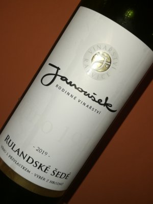 Fľaša vína Rulandské šedé 2019, výber z hrozna (polosladké)