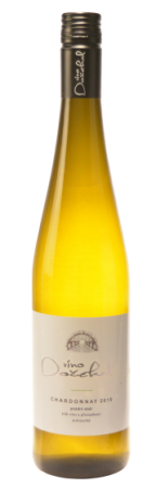 Fľaša vína Chardonnay 2019, pozdný sber (polosuché)