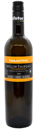 Fľaša vína Müller Thurgau 2019, akostné víno (suché)