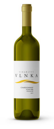 Fľaša vína Chardonnay 2019, pozdný sber (polosuché)