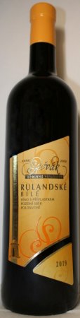 Fľaša vína Rulandské bílé 2019, pozdný sber (polosuché)