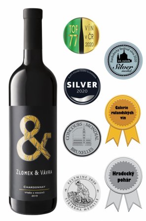 Fľaša vína Chardonnay 2019, výber z hrozna (polosladké)