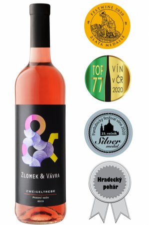 Fľaša vína Zweigeltrebe rosé 2019, pozdný sber (polosladké)