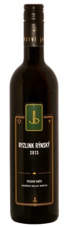 Fľaša vína Ryzlink rýnský 2013, pozdný sber (polosuché)