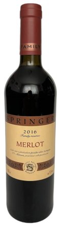 Fľaša vína MERLOT Family Reserve 2016, pozdný sber (suché)