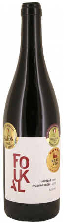 Fľaša vína Merlot 2018, pozdný sber (suché)