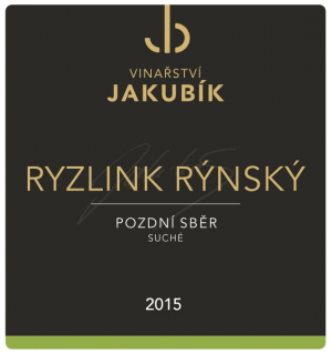 Fľaša vína Ryzlink rýnský 2015, zemské víno (suché)