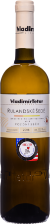 Fľaša vína Rulandské šedé 2018, pozdný sber (polosuché)