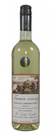 Fľaša vína Tramín červený 2017, kabinetné víno (polosuché)