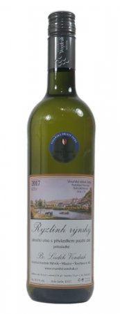 Fľaša vína Ryzlink rýnský 2017, pozdný sber (polosladké)