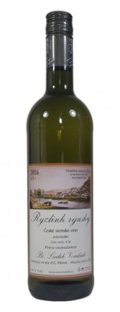 Fľaša vína Ryzlink rýnský 2016, zemské víno (polosladké)
