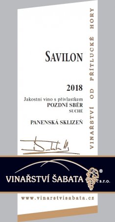 Fľaša vína Savilon 2018, pozdný sber (suché)