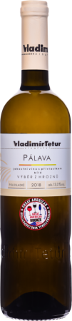 Fľaša vína Pálava 2018, výber z hrozna (polosladké)