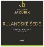 Fľaša vína Rulandské šedé 2016, výber z hrozna (polosuché)