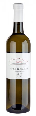 Fľaša vína Ryzlink vlašský 2017, pozdný sber (suché)