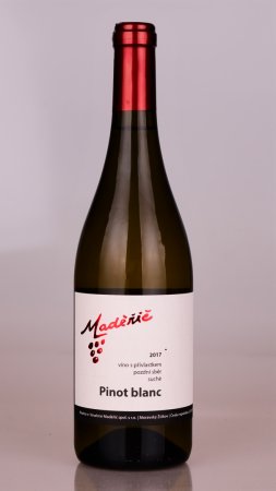 Fľaša vína Pinot blanc 2017, pozdný sber (suché)
