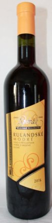 Fľaša vína Rulandské modré 2016, výber z hrozna (suché)