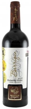Fľaša vína Rulandské modré barrique 2015, výber z hrozna (suché)
