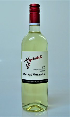 Fľaša vína Muškát moravský 2017, zemské víno (polosladké)