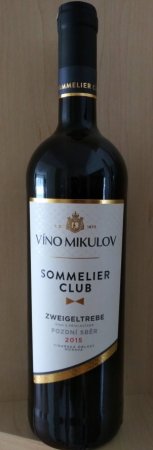 Fľaša vína Zweigeltrebe (Sommelier Club) 2015, pozdný sber (suché)