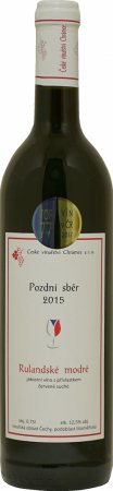 Fľaša vína Rulandské modré 2015, pozdný sber (suché)