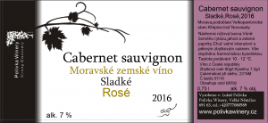 Fľaša vína Cabernet Sauvignon rosé 2016, zemské víno (sladké)