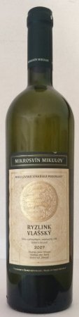 Fľaša vína Ryzlink vlašský (Železná) 2007, výber z hrozna (polosuché)