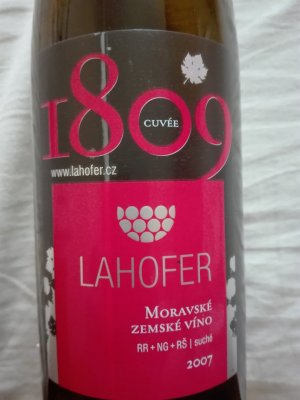 Fľaša vína Cuvée 1809 2007, zemské víno (suché)