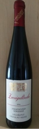 Fľaša vína Zweigeltrebe 2014, akostné víno (suché)