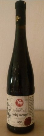 Fľaša vína Modrý Portugal (SVATOMARTINSKÉ) 2016, zemské víno (suché)