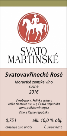 Fľaša vína Svatovavřinecké 2016, zemské víno (suché)