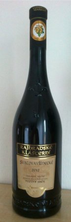 Fľaša vína Svatovavřinecké 2012, pozdný sber (suché)