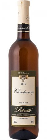 Fľaša vína Chardonnay 2015, pozdný sber (polosuché)