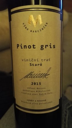 Fľaša vína Pinot Gris - Oranžové víno 2015, výber z hrozna (polosladké)