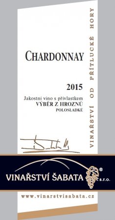 Fľaša vína Chardonnay 2015, výber z hrozna (polosladké)