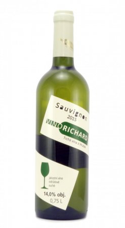 Fľaša vína Sauvignon 2015, akostné víno (suché)