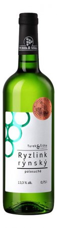 Fľaša vína Ryzlink rýnský 2012, akostné víno (polosuché)