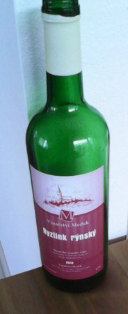 Fľaša vína Ryzlink rýnský, nefiltrované 2013, zemské víno (suché)