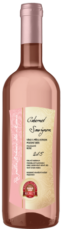 Fľaša vína Cabernet Sauvignon rosé 2015, pozdný sber (suché)